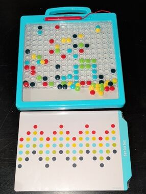 Magnetic Peg Activity Board Game - Turquoise with Multicolor Pegs